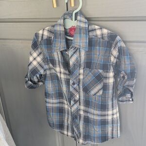 Stylish Blue Plaid Button Down Shirt for Kids